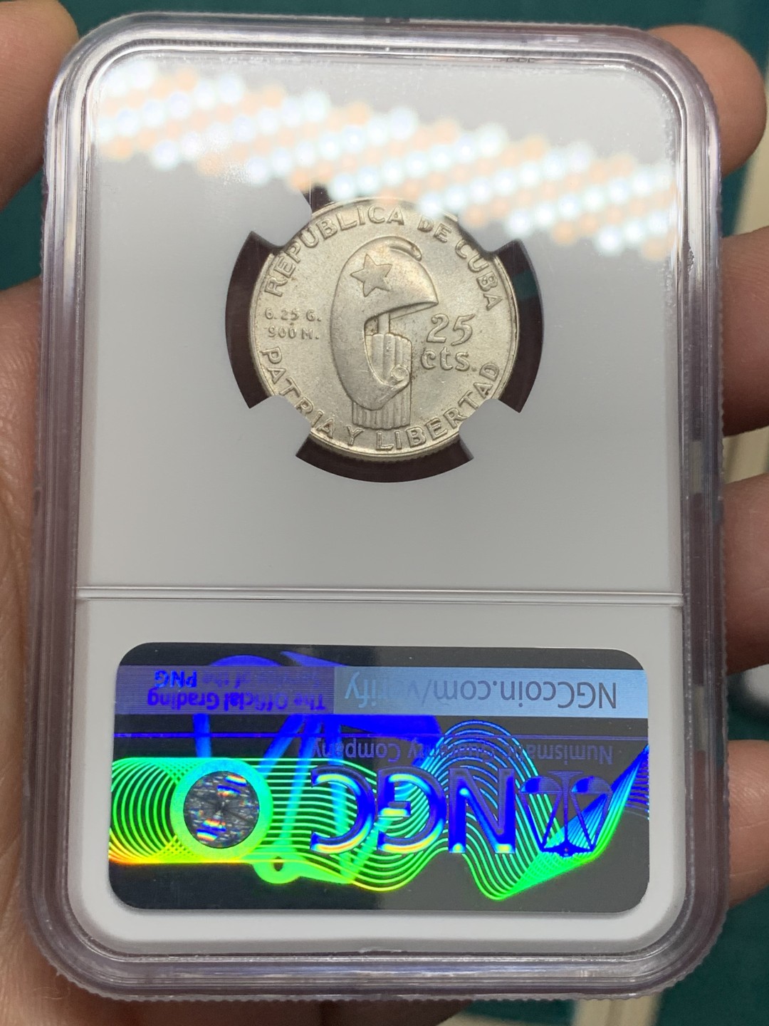 《竞宝斋》第146场-周日，周一 2场 (全场包邮) NGC-MS64 古巴1953年 马丁百年纪念 25分银币 顶级好品