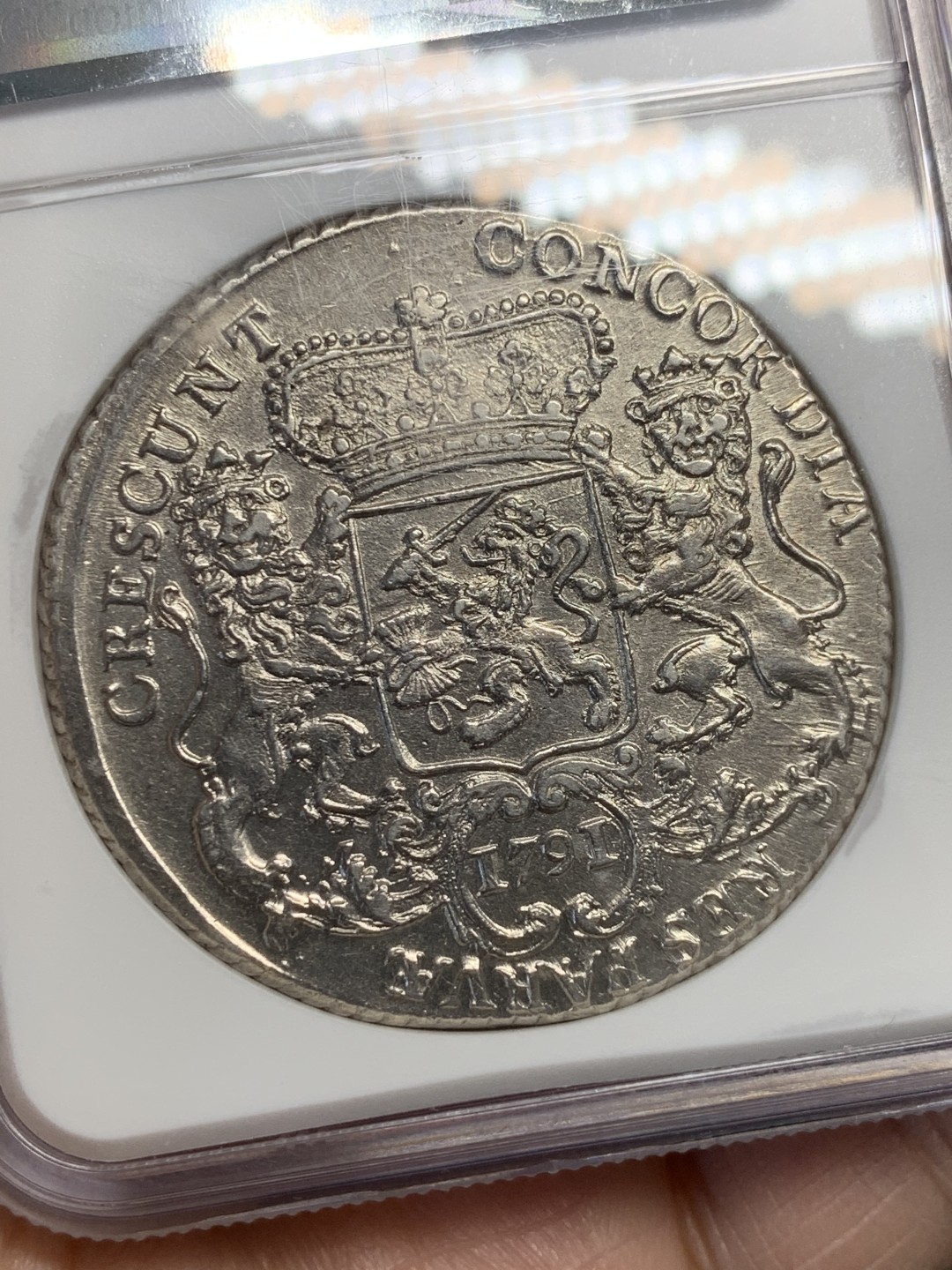 《竞宝斋》第146场-周日，周一 2场 (全场包邮) 1791/0 荷兰骑字版大马剑，NGC AU55JBZ100期同版同分，22年成交15800元，此枚深打银霜正反面状态都极好