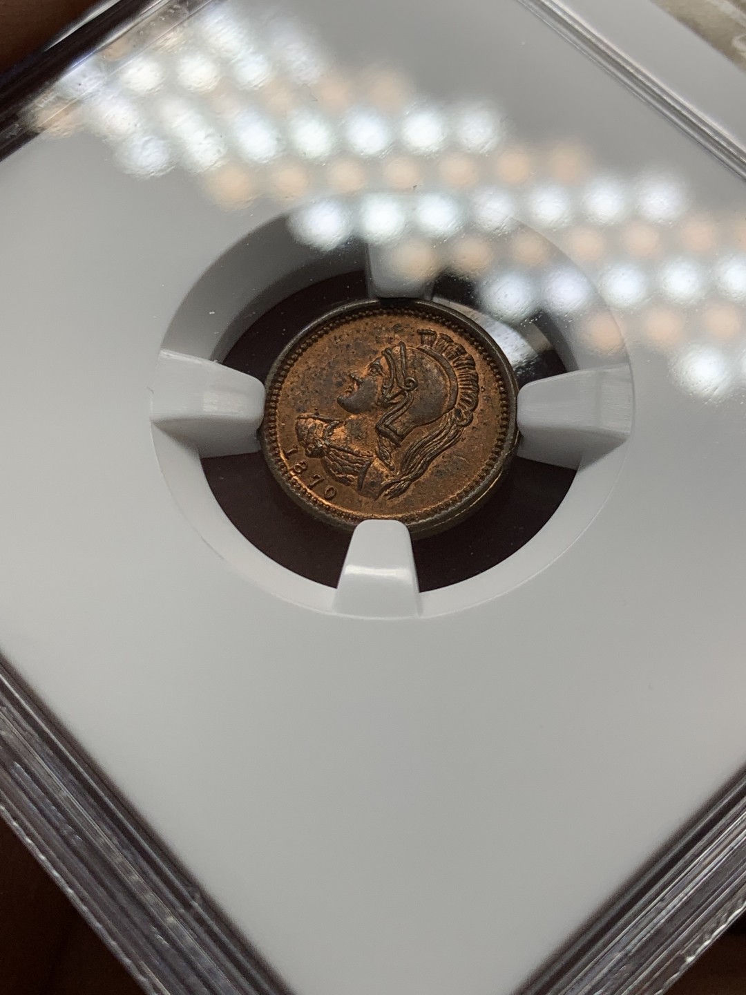 《竞宝斋》第146场-周日，周一 2场 (全场包邮) NGC-MS63RB 英属安蒂科斯蒂岛1870年1/8便士 大不列颠在加拿大魁北克的殖民地，稀缺品种