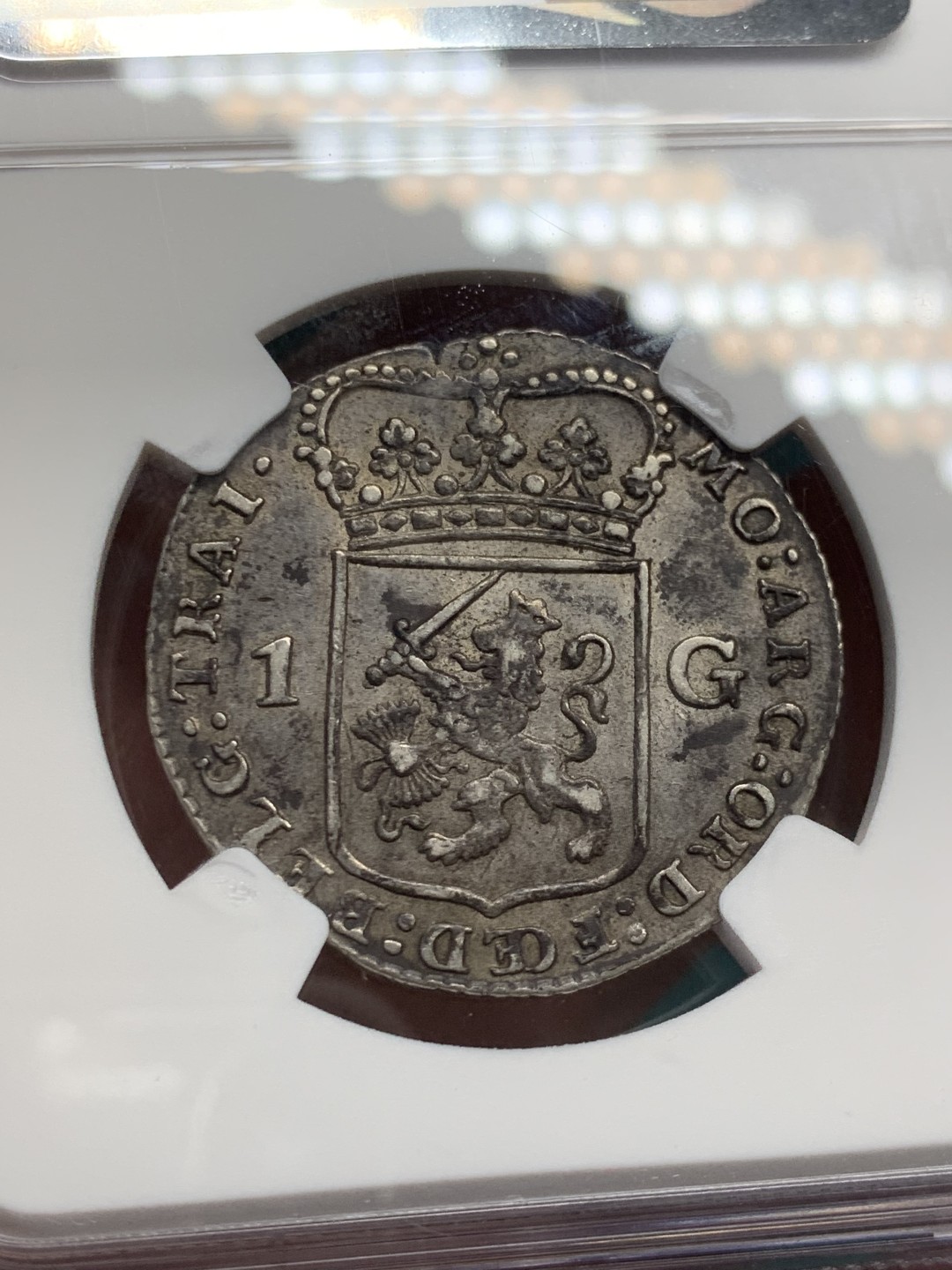 《竞宝斋》第146场-周日，周一 2场 (全场包邮) NGC-AU53 荷兰1791年 站人1盾银币 乌德勒支造 黑包浆