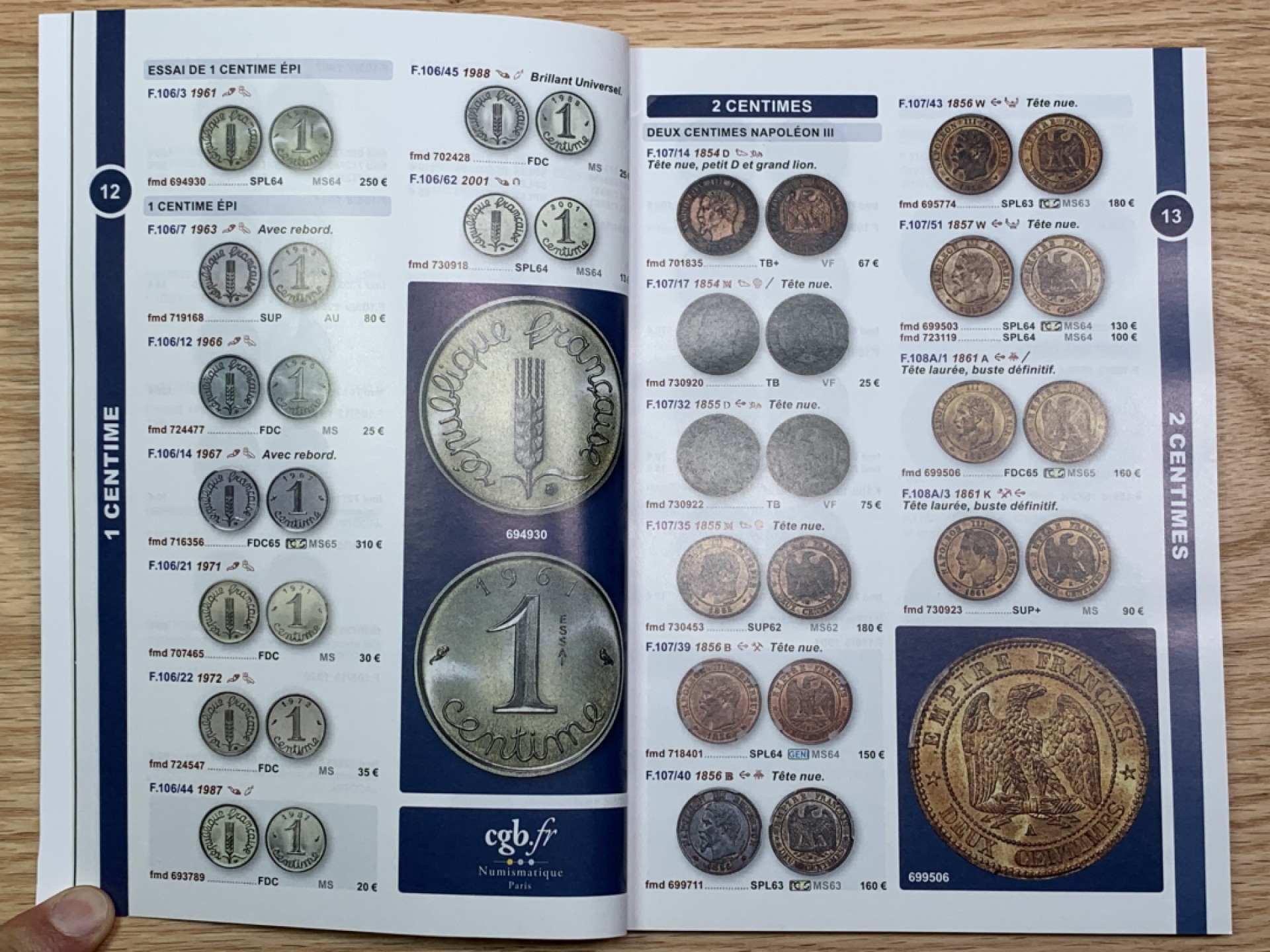 《竞宝斋》第146场-周日，周一 2场 (全场包邮) 法国 历代硬币价格图录（1798-2001年）244页精美印刷