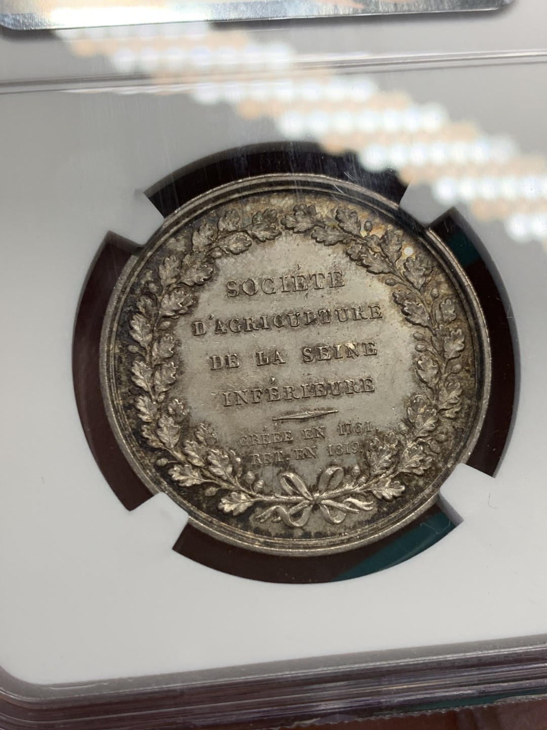 《竞宝斋》第146场-周日，周一 2场 (全场包邮) NGC-MS64 法国1819年 瑟涅河谷物女神 JETON 银制 高浮雕 顶极品相