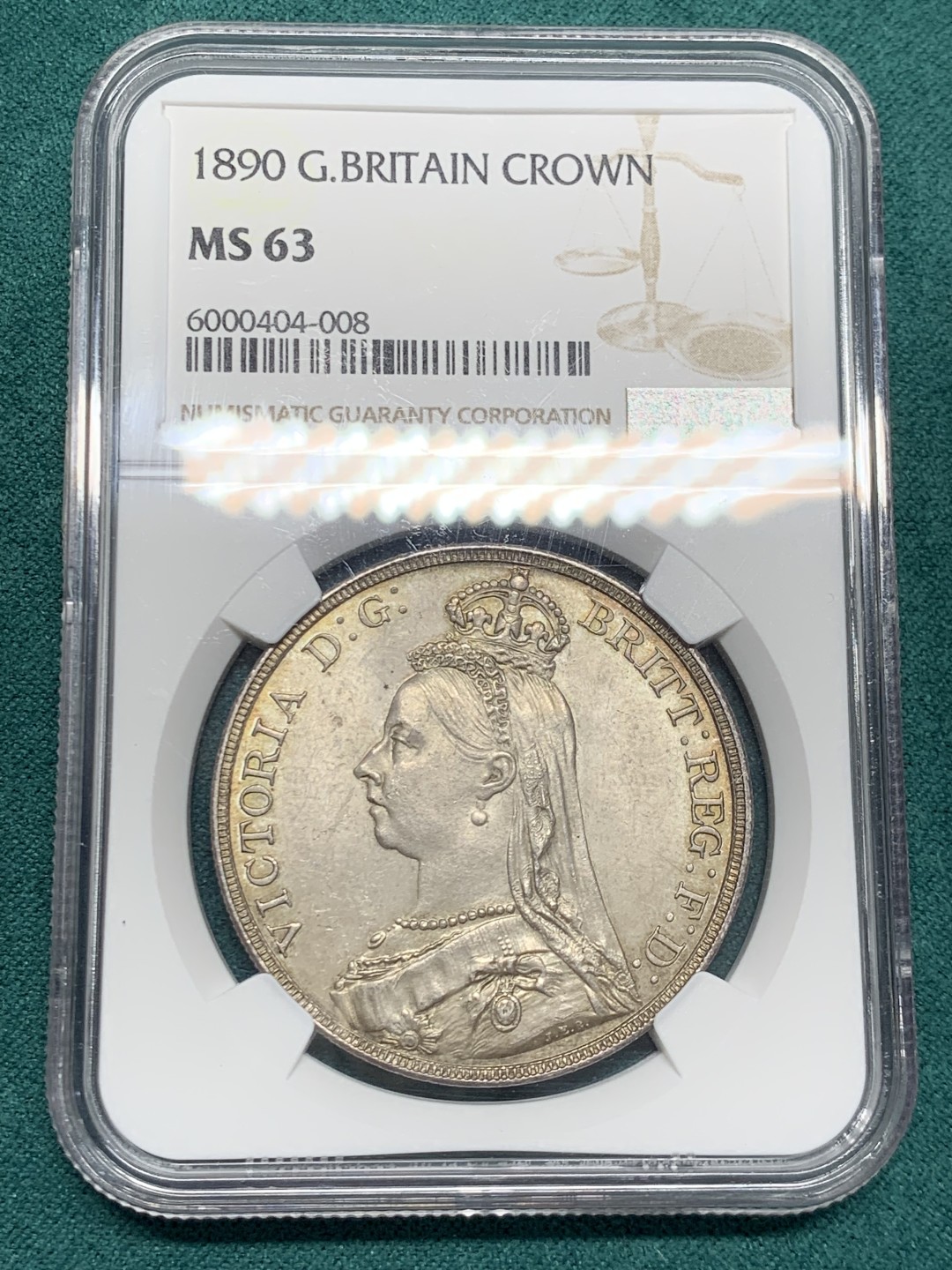 《竞宝斋》第146场-周日，周一 2场 (全场包邮) NGC-MS63 英国 1890年维多利亚高冠 马剑银币 底板完美，淡包浆，N盒同分11枚，更高分仅9枚