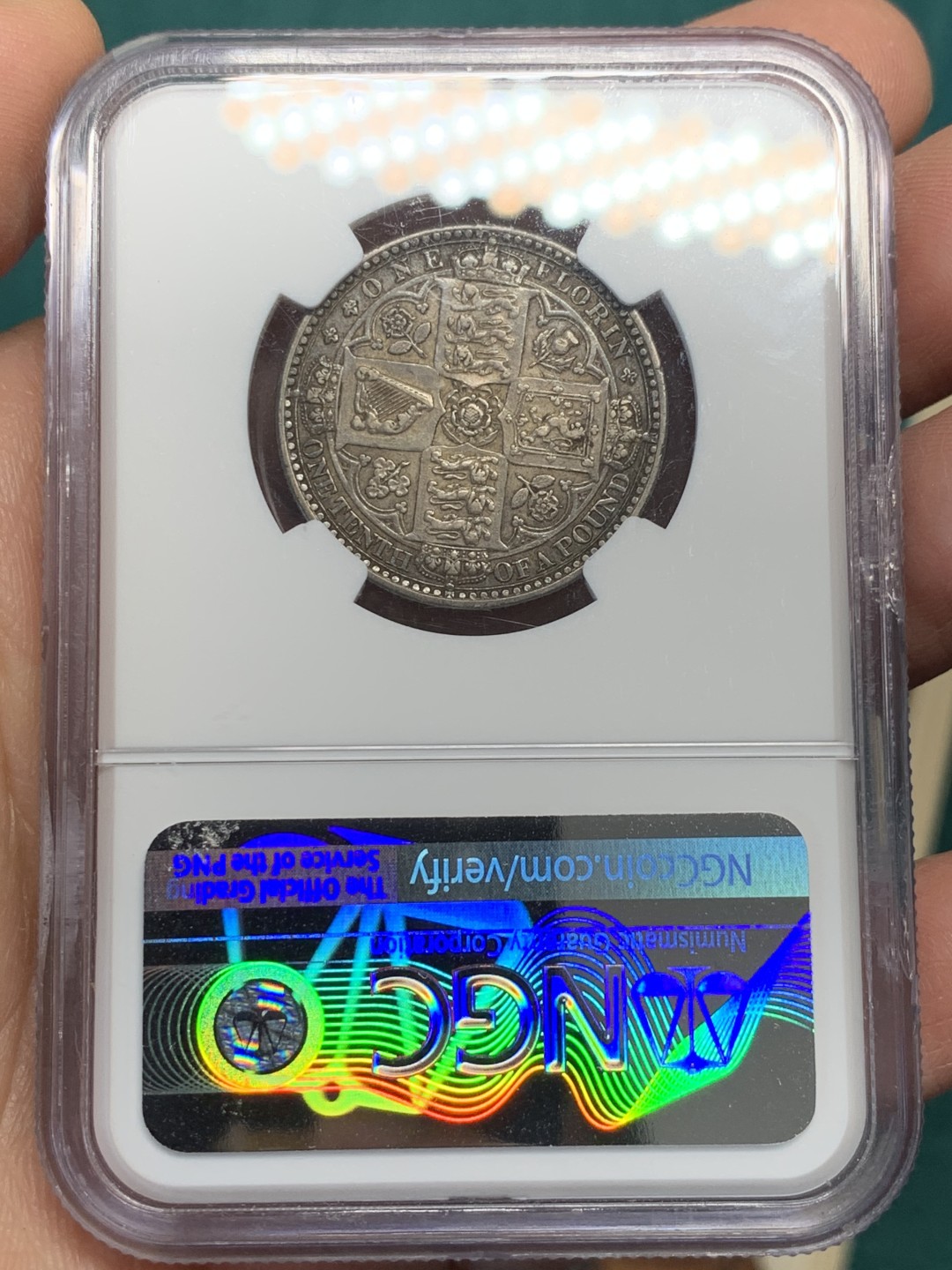 《竞宝斋》第146场-周日，周一 2场 (全场包邮) NGC AU-50 1849英国维多利亚“无神”弗洛林，深灰海洋包浆  MS过万的热门品种，此颗状态无敌适合自藏