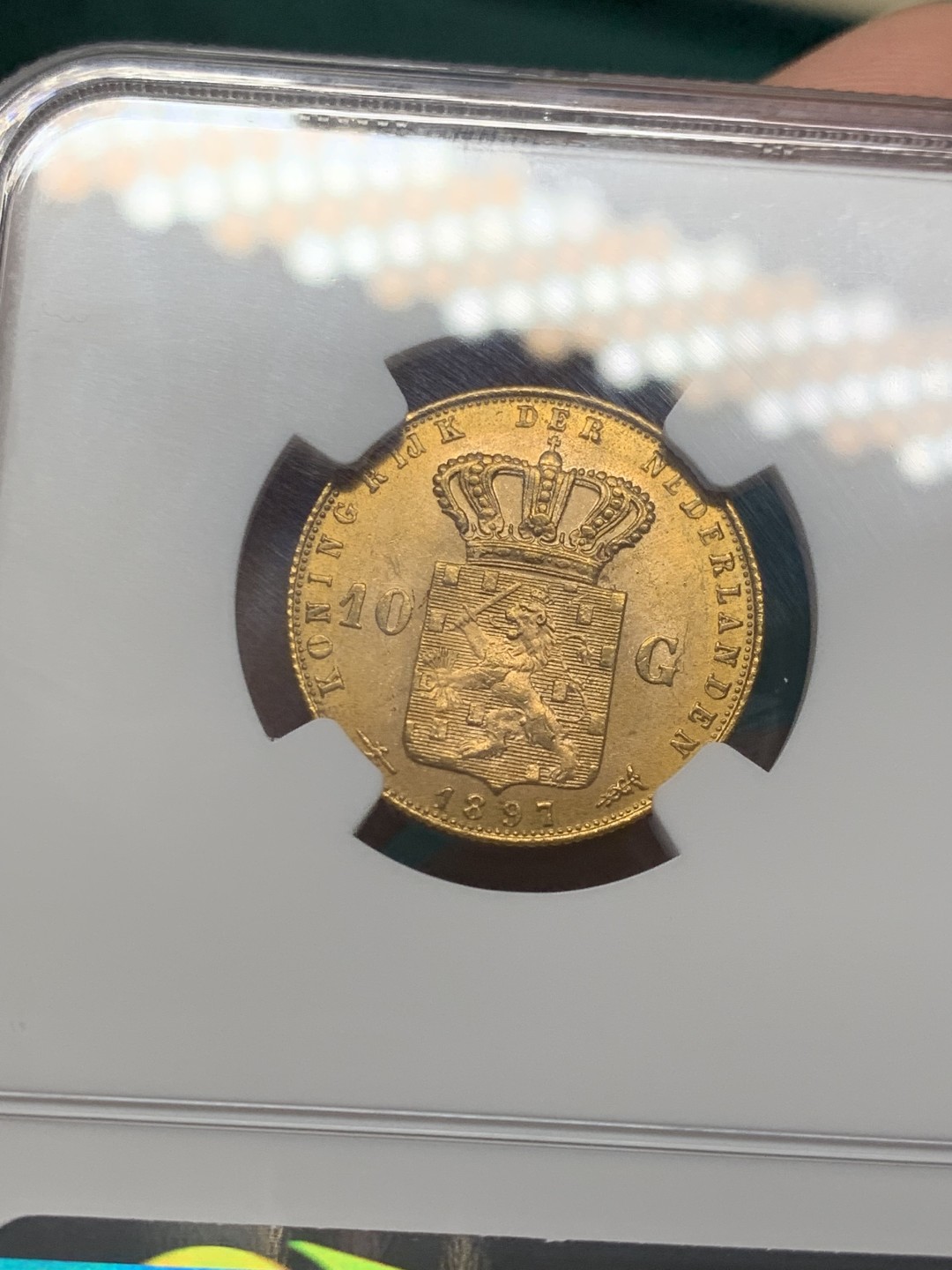 《竞宝斋》第146场-周日，周一 2场 (全场包邮) NGC MS64 荷兰 1897年 小萝莉 威廉明娜女王 金币 达到BU宝石光  热门品种，持续上涨行情