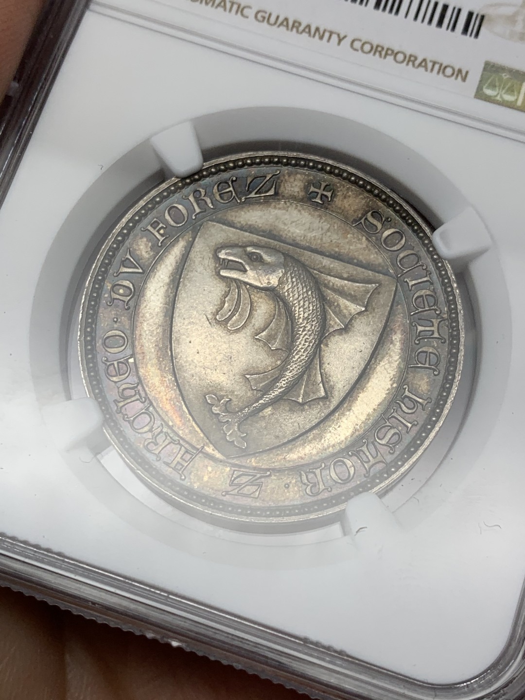 《竞宝斋》第146场-周日，周一 2场 (全场包邮) NGC MS64 法国 福尔兹历史学会 精美银章 包浆极美 丰饶角ARGENT银标