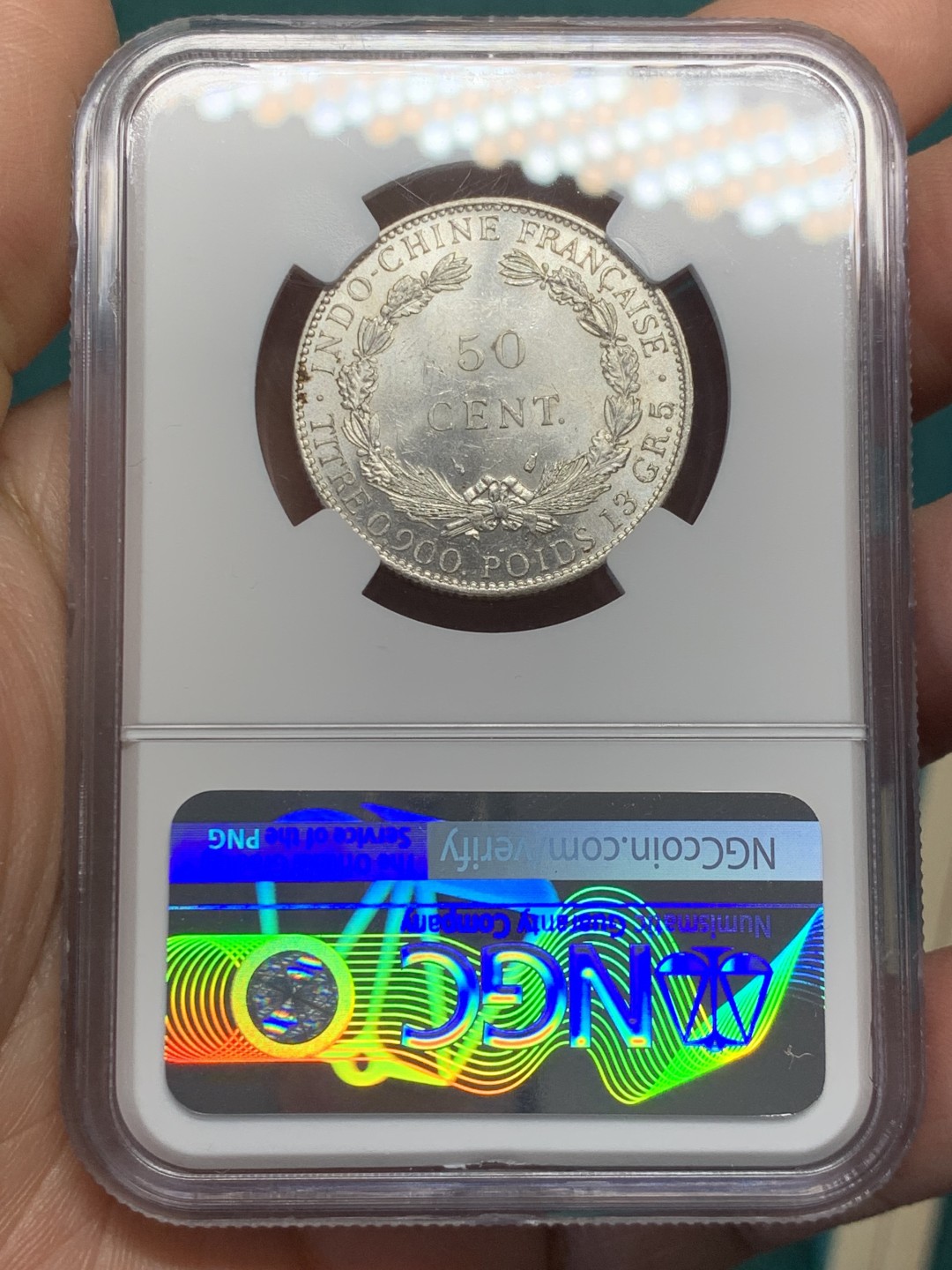 《竞宝斋》第146场-周日，周一 2场 (全场包邮) NGC MS61 1936年法属印支坐洋50分 银币 暴光品质 低评