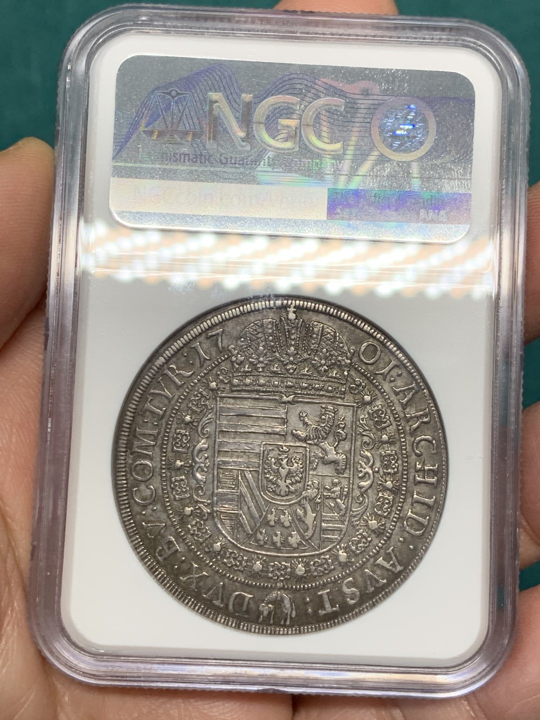 《竞宝斋》第146场-周日，周一 2场 (全场包邮) NGC AU58 神圣罗马帝国 利奥波德一世  1701年 猪嘴泰勒 大银币 热门大波浪 原味包浆 细节好