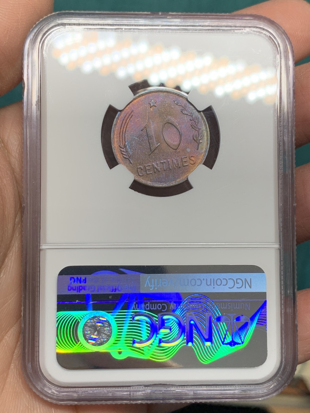 《竞宝斋》第146场-周日，周一 2场 (全场包邮) NGC MS62BN 卢森堡1930年10分铜币，淡彩色包浆