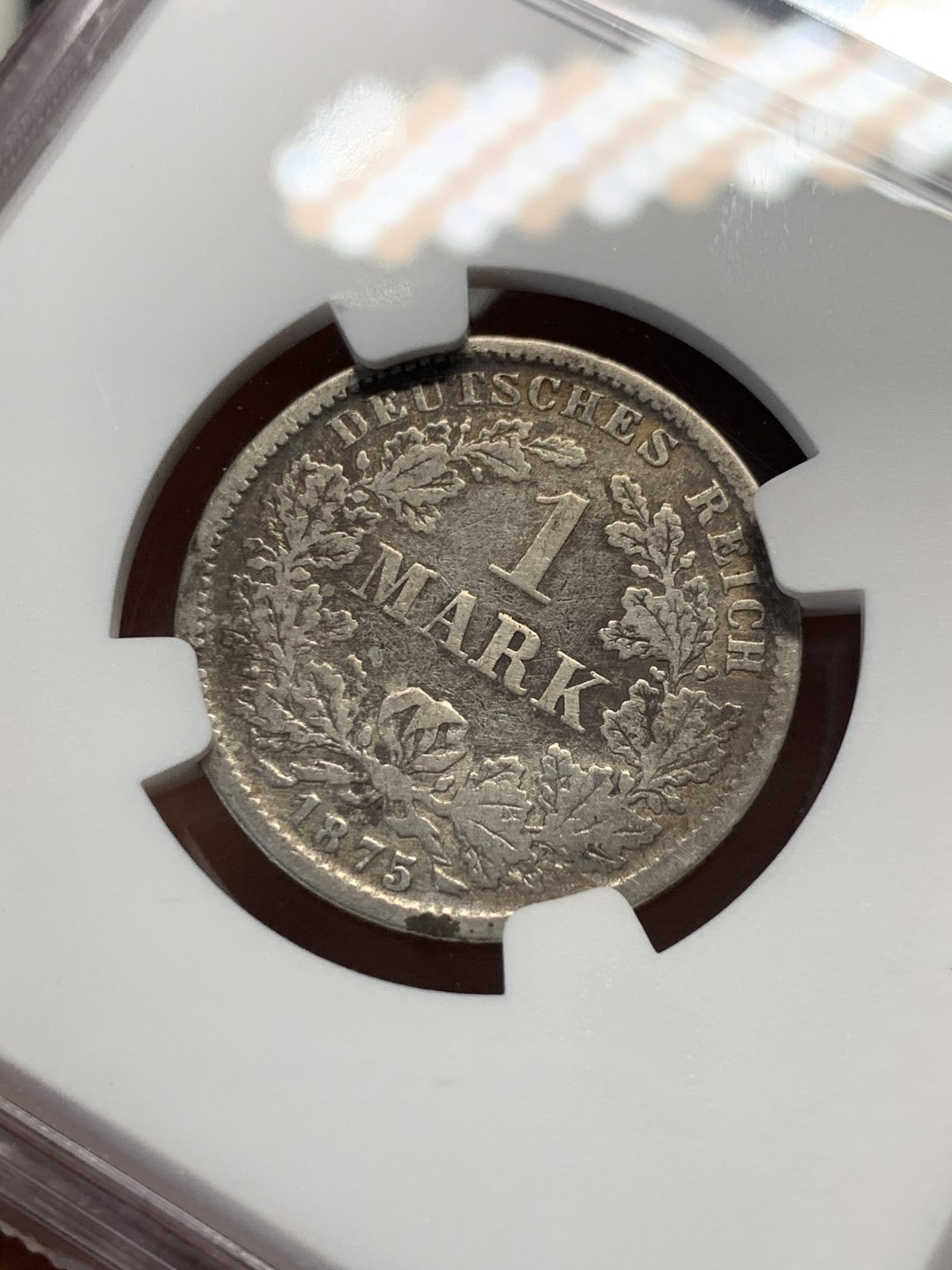 《竞宝斋》第146场-周日，周一 2场 (全场包邮) NGC VFD 德国 1875F 短翅版 1马克 银币