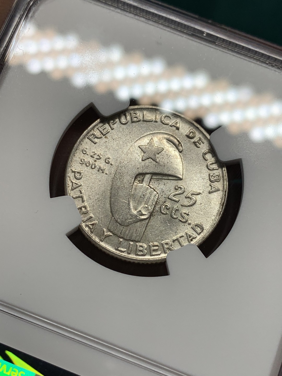 《竞宝斋》第146场-周日，周一 2场 (全场包邮) NGC-MS64 古巴1953年 马丁百年纪念 25分银币 顶级好品