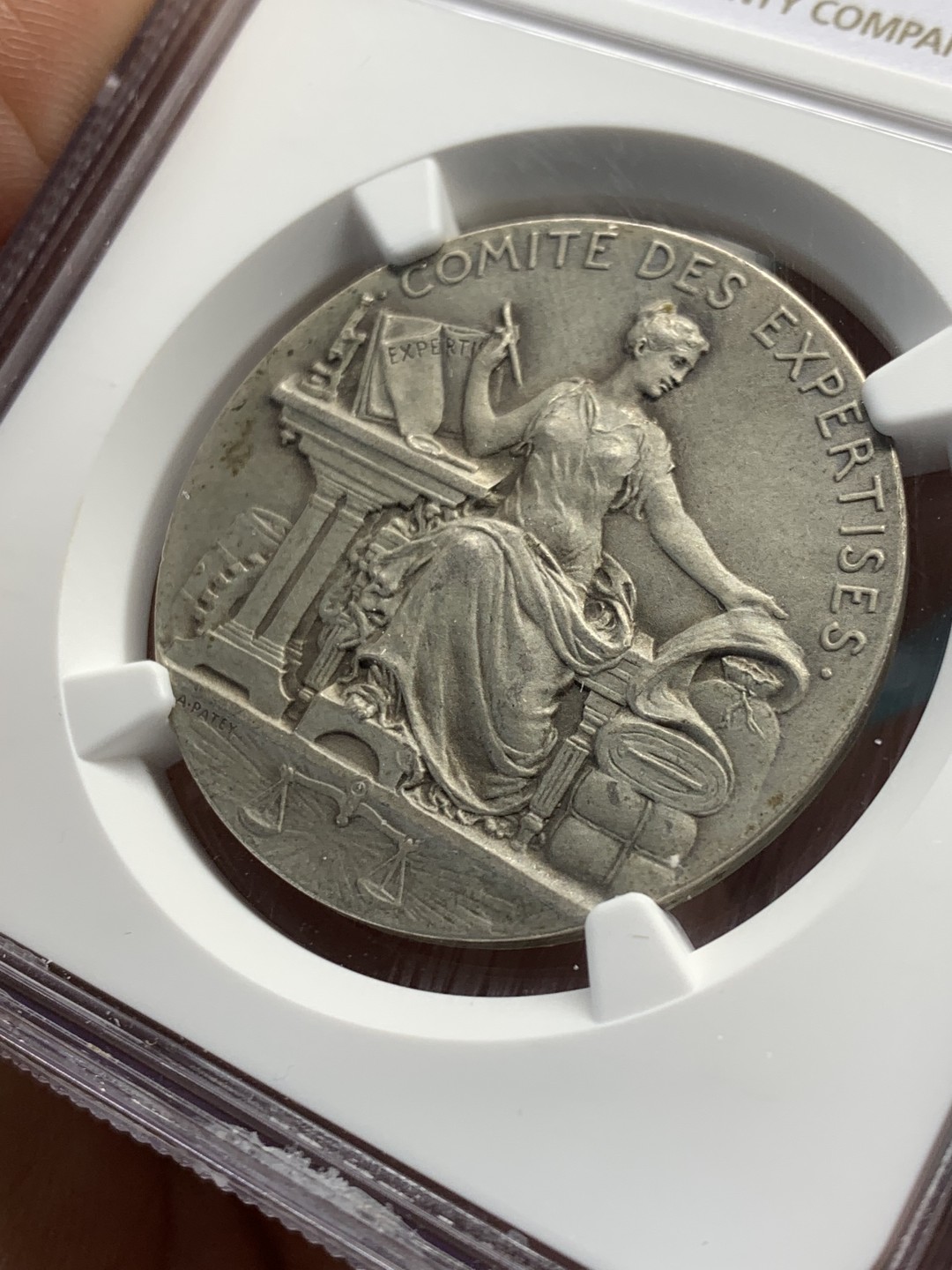 《竞宝斋》第146场-周日，周一 2场 (全场包邮) NGC MS64 1822年法国公证处天平女神银质代币 顶级品相状态