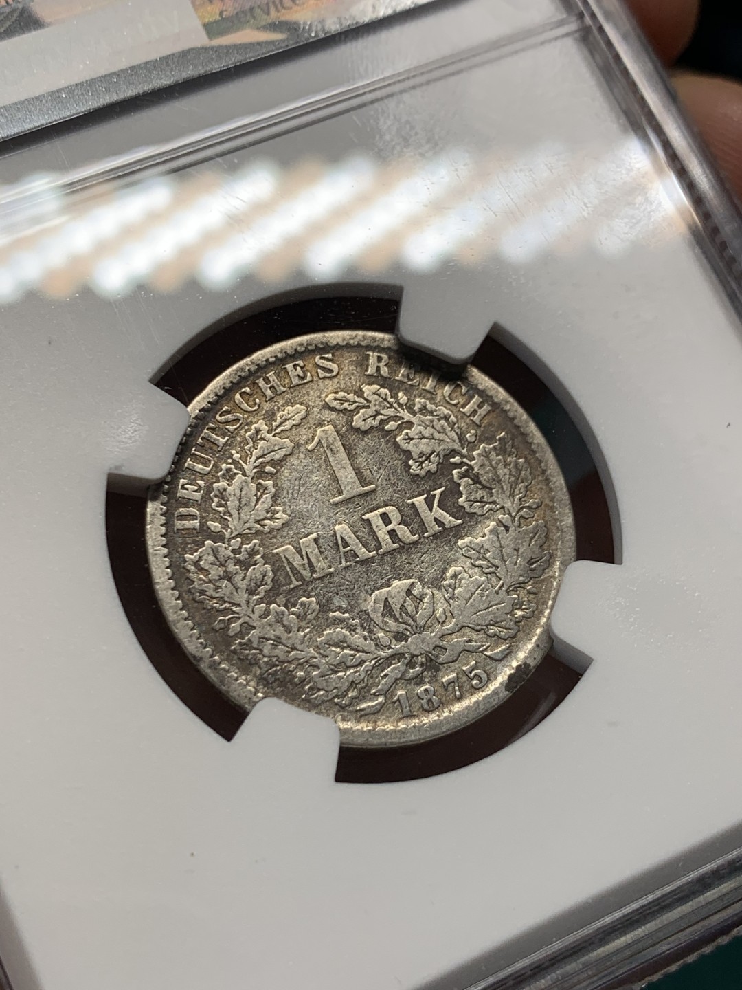 《竞宝斋》第146场-周日，周一 2场 (全场包邮) NGC VFD 德国 1875F 短翅版 1马克 银币