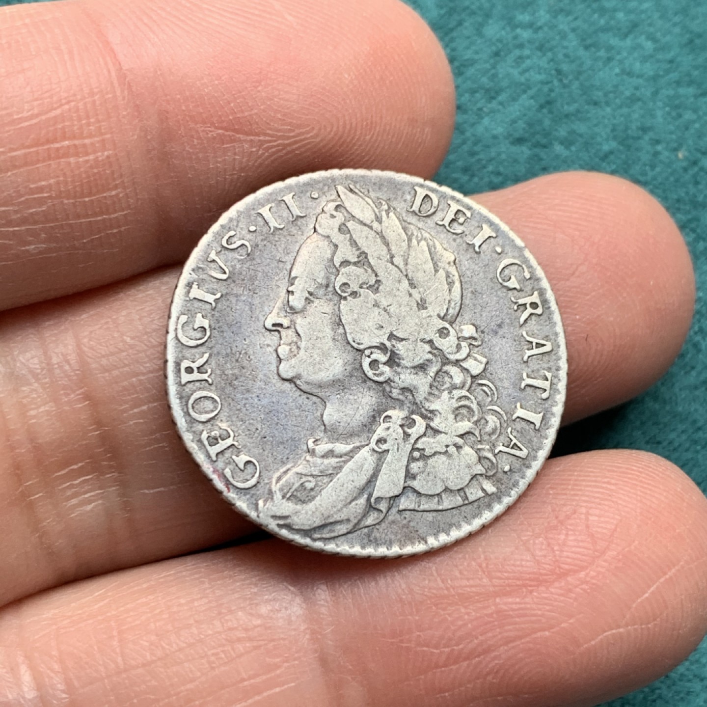 《竞宝斋》第146场-周日，周一 2场 (全场包邮) 英国 1750年 水泡眼 乔治二世 1先令 银币 原味状态 包浆自然