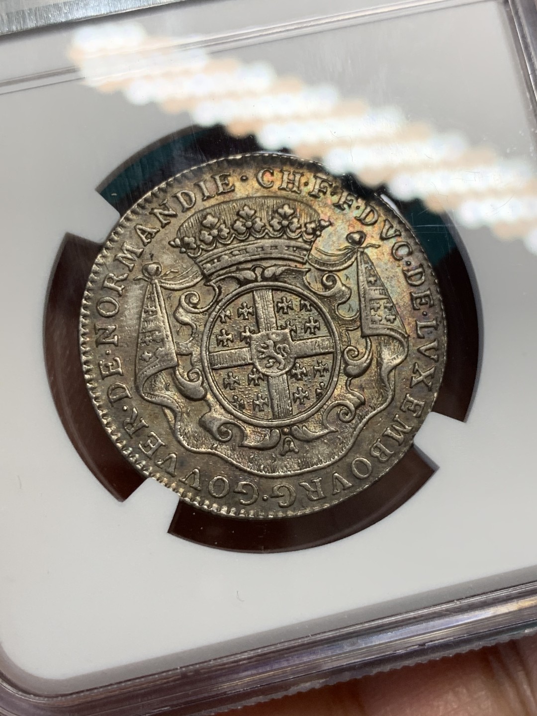 《竞宝斋》第146场-周日，周一 2场 (全场包邮) NGC-AU55 法国诺曼底 十八世纪JETON 绵羊徽章 罕见品种