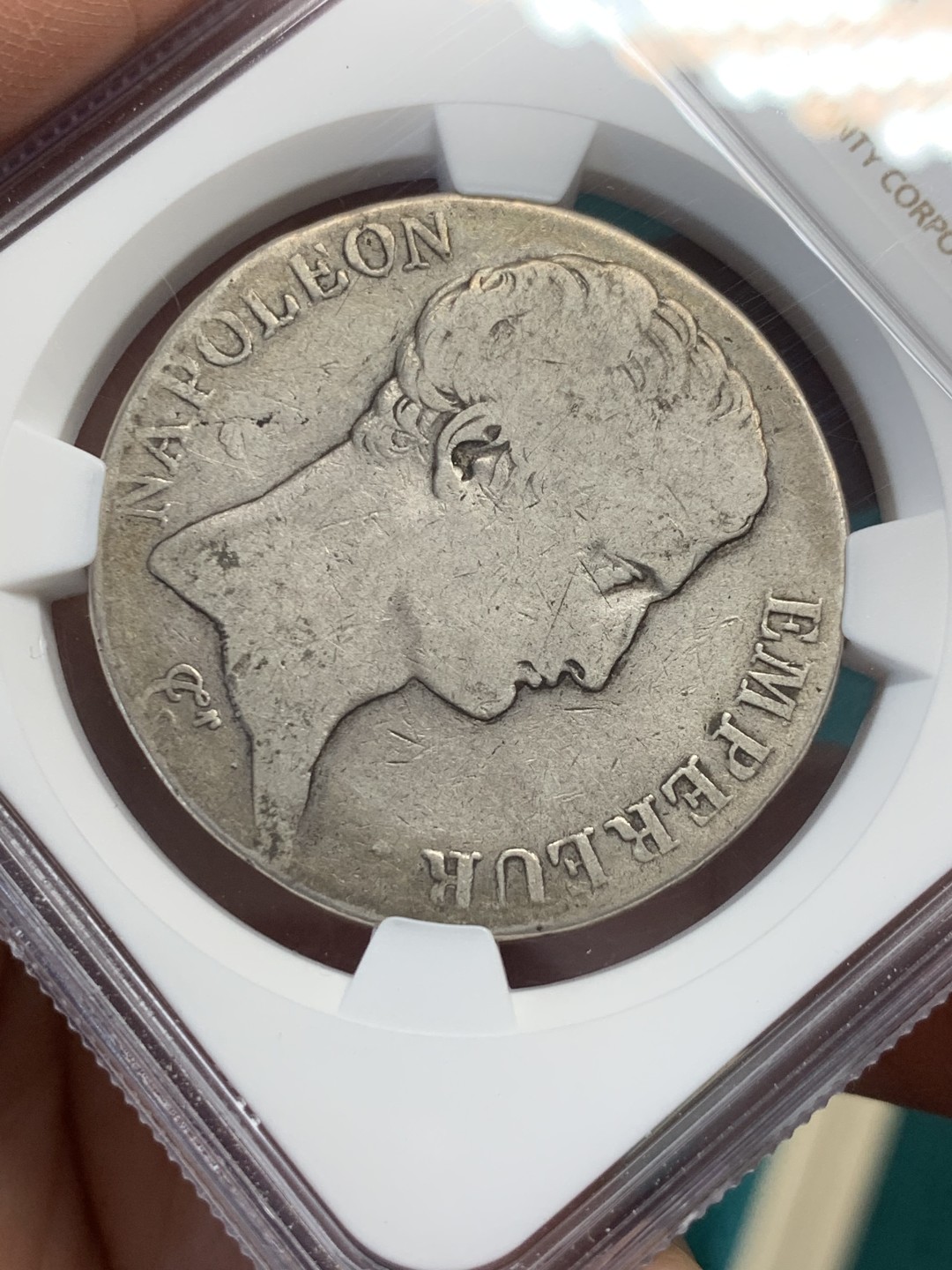 《竞宝斋》第146场-周日，周一 2场 (全场包邮) 第三名 NGC-VG8 法国AN13年 佩皮尼昂造 5法郎拿破仑一世 大银币 稀少厂名 罕见