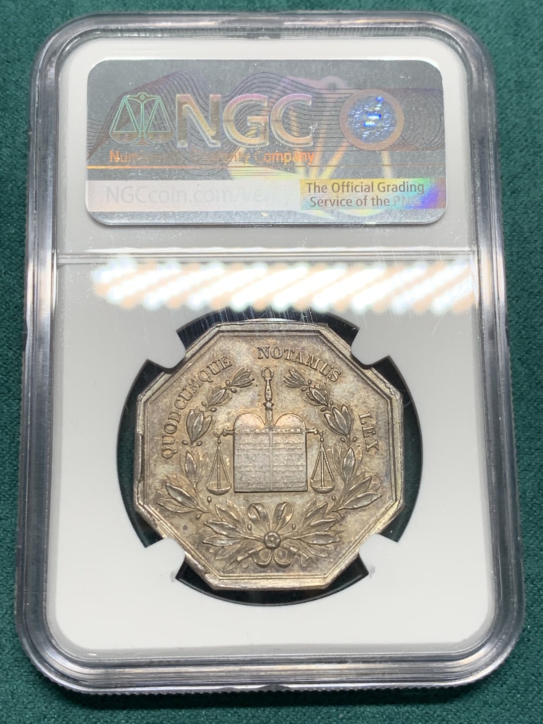 《竞宝斋》第146场-周日，周一 2场 (全场包邮) NGC-MS62 法国 十八世纪 握手JETON 银制 高浮雕 非常漂亮