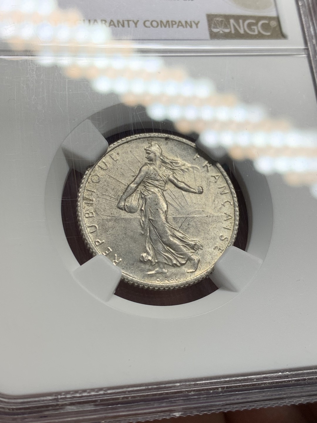 《竞宝斋》第146场-周日，周一 2场 (全场包邮) NGC-MS63 法国1919年 播种女神1法郎银币 顶级好品