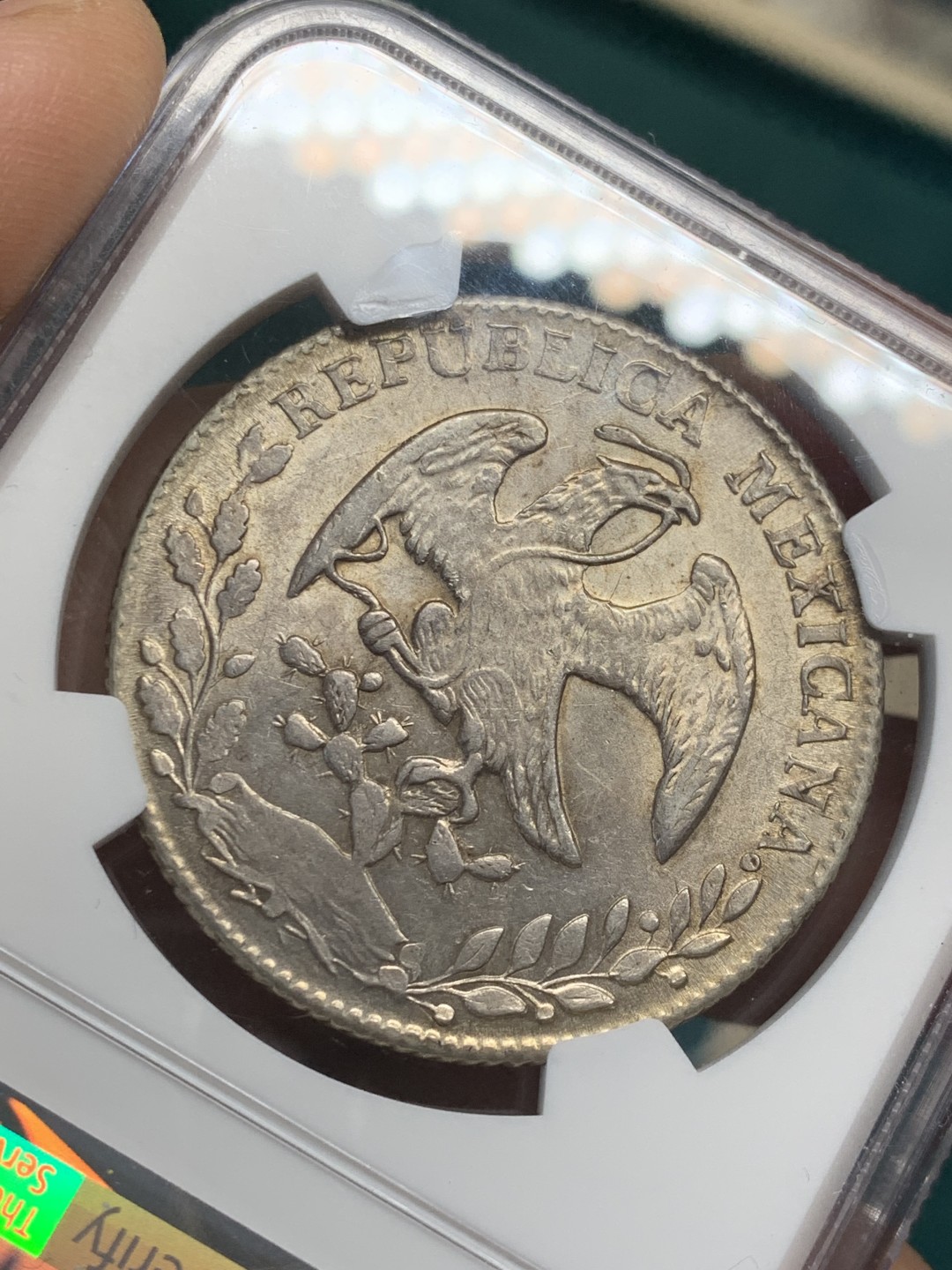 《竞宝斋》第146场-周日，周一 2场 (全场包邮) NGC MS62 墨西哥 1862年 中期 花边鹰洋 五彩光度好