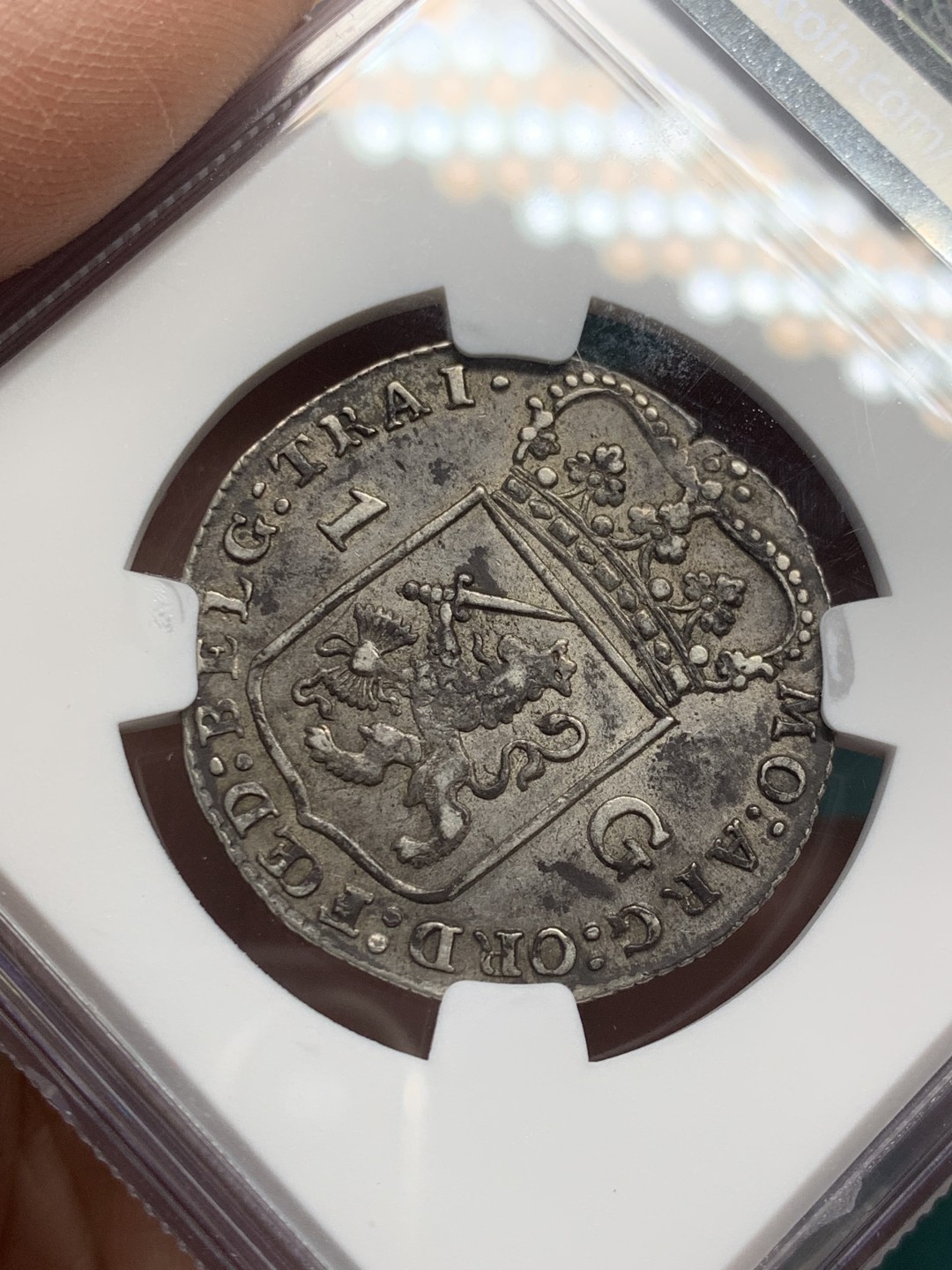 《竞宝斋》第146场-周日，周一 2场 (全场包邮) NGC-AU53 荷兰1791年 站人1盾银币 乌德勒支造 黑包浆