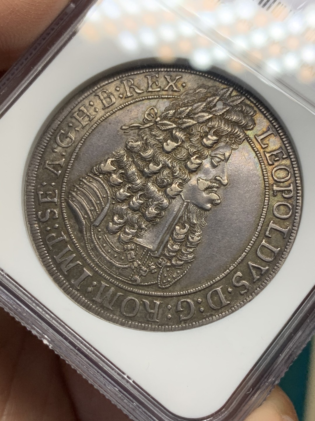 《竞宝斋》第146场-周日，周一 2场 (全场包邮) NGC AU58 神圣罗马帝国 利奥波德一世  1701年 猪嘴泰勒 大银币 热门大波浪 原味包浆 细节好