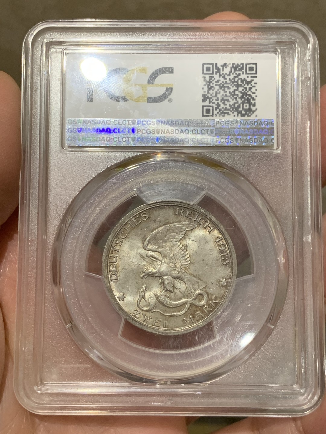 《竞宝斋》第146场-周日，周一 2场 (全场包邮) PCGS MS65 德国 德意志帝国 1913 普鲁士王国反法战争百年纪念2马克银币老包浆