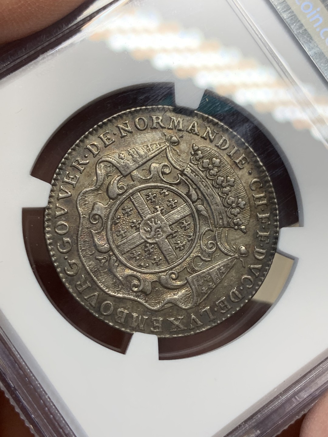 《竞宝斋》第146场-周日，周一 2场 (全场包邮) NGC-AU55 法国诺曼底 十八世纪JETON 绵羊徽章 罕见品种