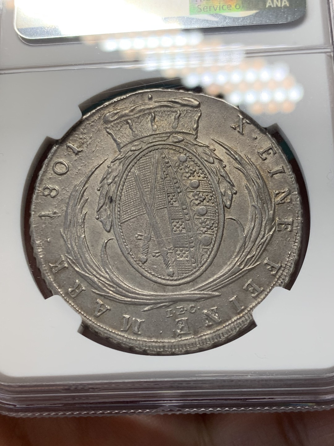 《竞宝斋》第146场-周日，周一 2场 (全场包邮) NGC-AU58 德国萨克森1801年1泰勒大银币