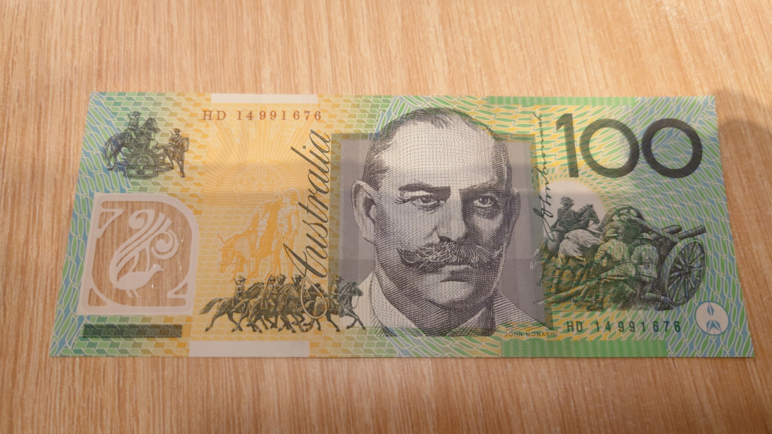 【世界钱币收藏】精选微拍第57期暨2023年第四期 裸钞专场 2014年澳大利亚100元 全新绝品无4尾号676