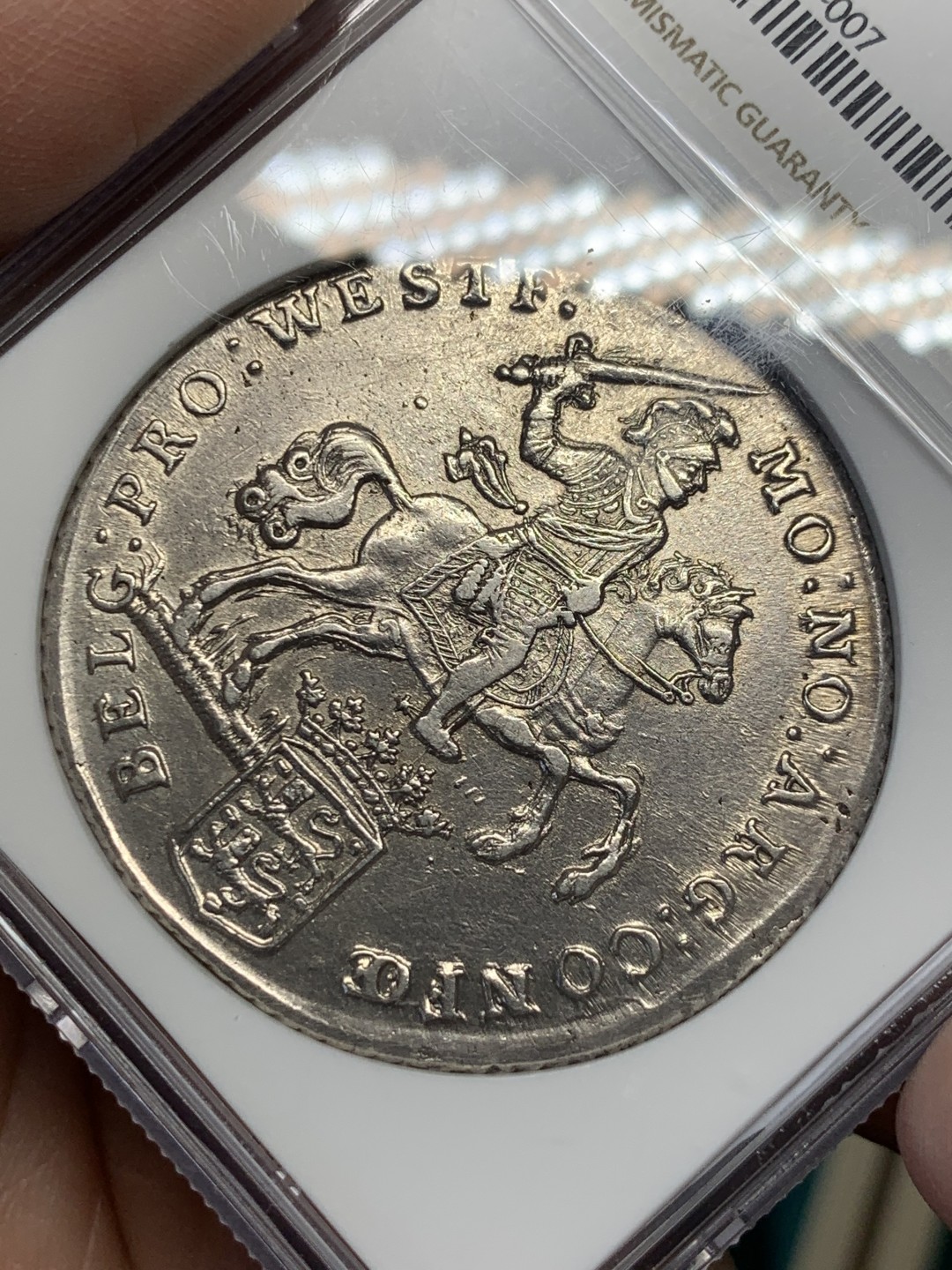 《竞宝斋》第146场-周日，周一 2场 (全场包邮) 1791/0 荷兰骑字版大马剑，NGC AU55JBZ100期同版同分，22年成交15800元，此枚深打银霜正反面状态都极好