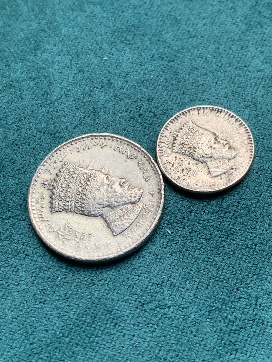 《竞宝斋》第146场-周日，周一 2场 (全场包邮) 两枚一起 1930~31埃塞俄比亚10、25马托那镍币一对，狮扛旗设计非常经典。