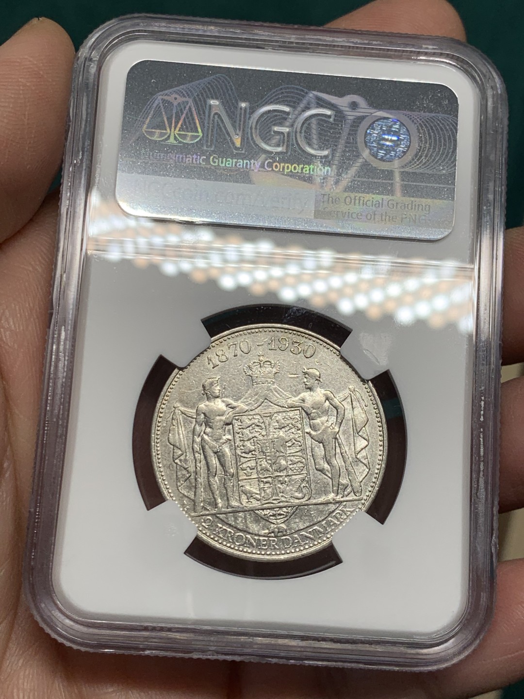 《竞宝斋》第146场-周日，周一 2场 (全场包邮) NGC VF35 1930N丹麦克里斯蒂安十世国王60寿辰2克朗银币