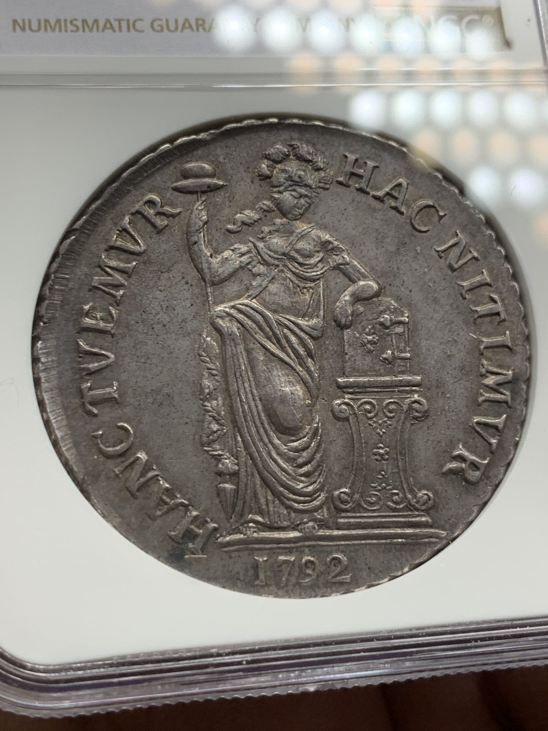 《竞宝斋》第146场-周日，周一 2场 (全场包邮) NGC-AU58 荷兰西弗里斯省1792年3盾大银币 原味包浆 好味道