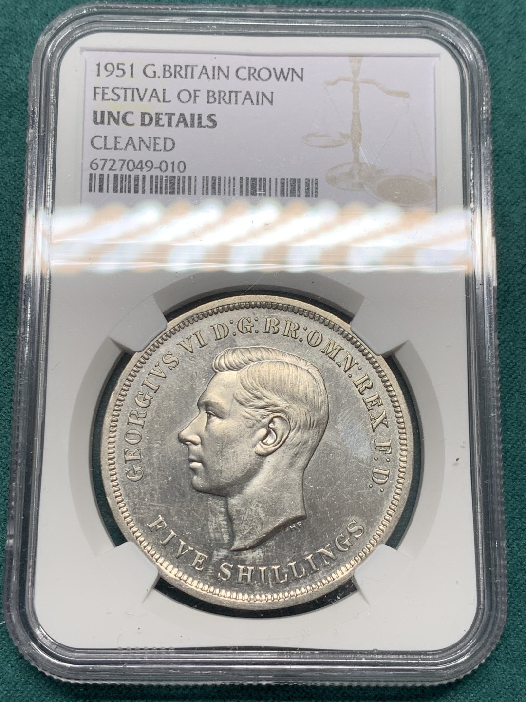 《竞宝斋》第146场-周日，周一 2场 (全场包邮) NGC-UNC 英国1951年乔治六世镍马剑克朗