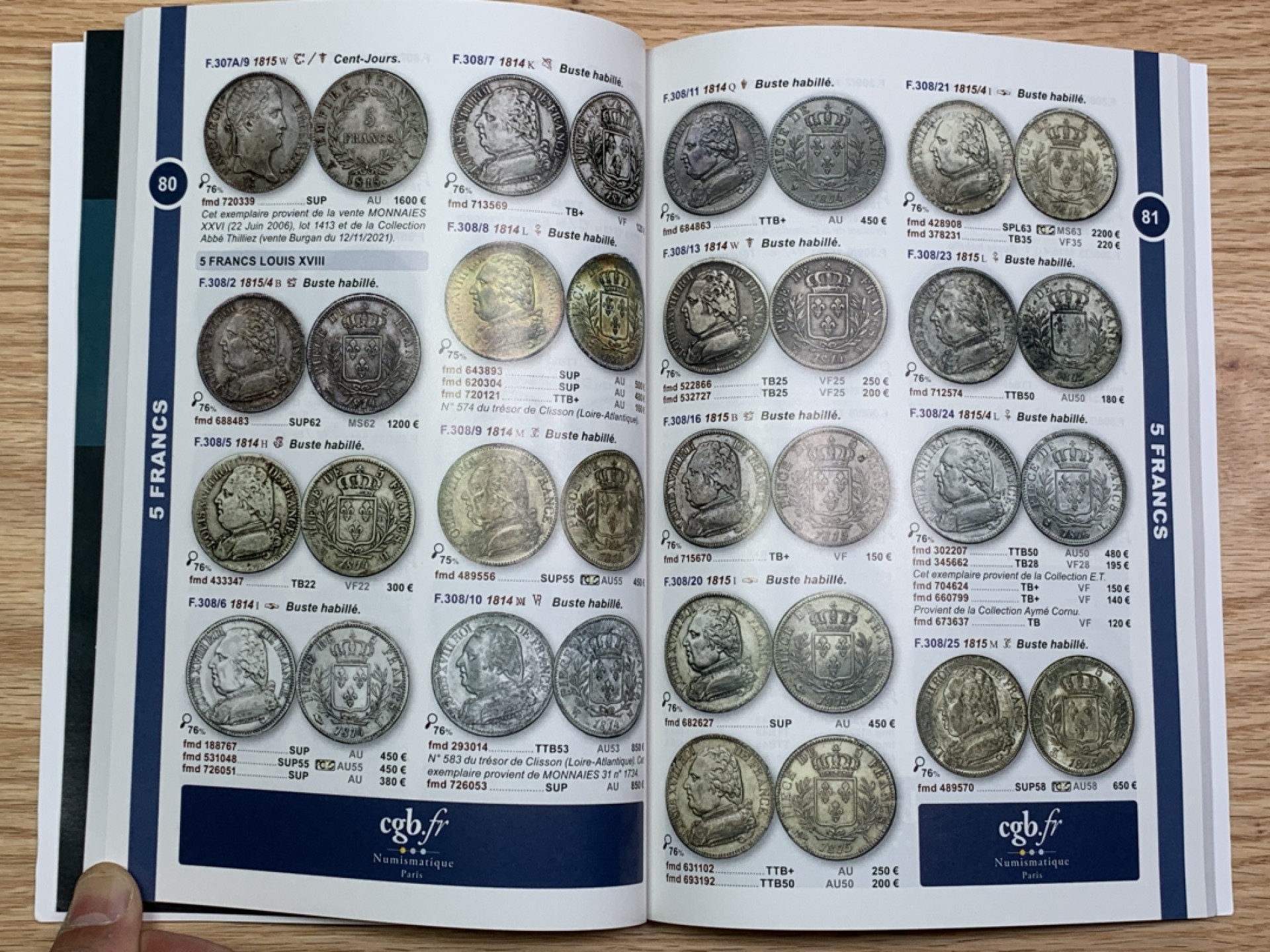 《竞宝斋》第146场-周日，周一 2场 (全场包邮) 法国 历代硬币价格图录（1798-2001年）244页精美印刷