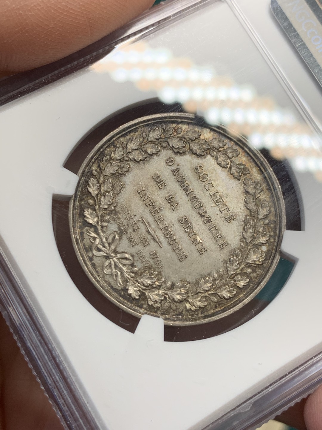 《竞宝斋》第146场-周日，周一 2场 (全场包邮) NGC-MS64 法国1819年 瑟涅河谷物女神 JETON 银制 高浮雕 顶极品相