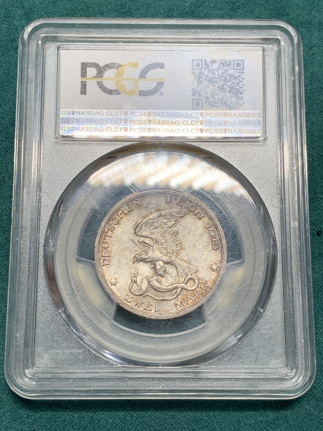 《竞宝斋》第146场-周日，周一 2场 (全场包邮) PCGS MS65 德国 德意志帝国 1913 普鲁士王国反法战争百年纪念2马克银币老包浆