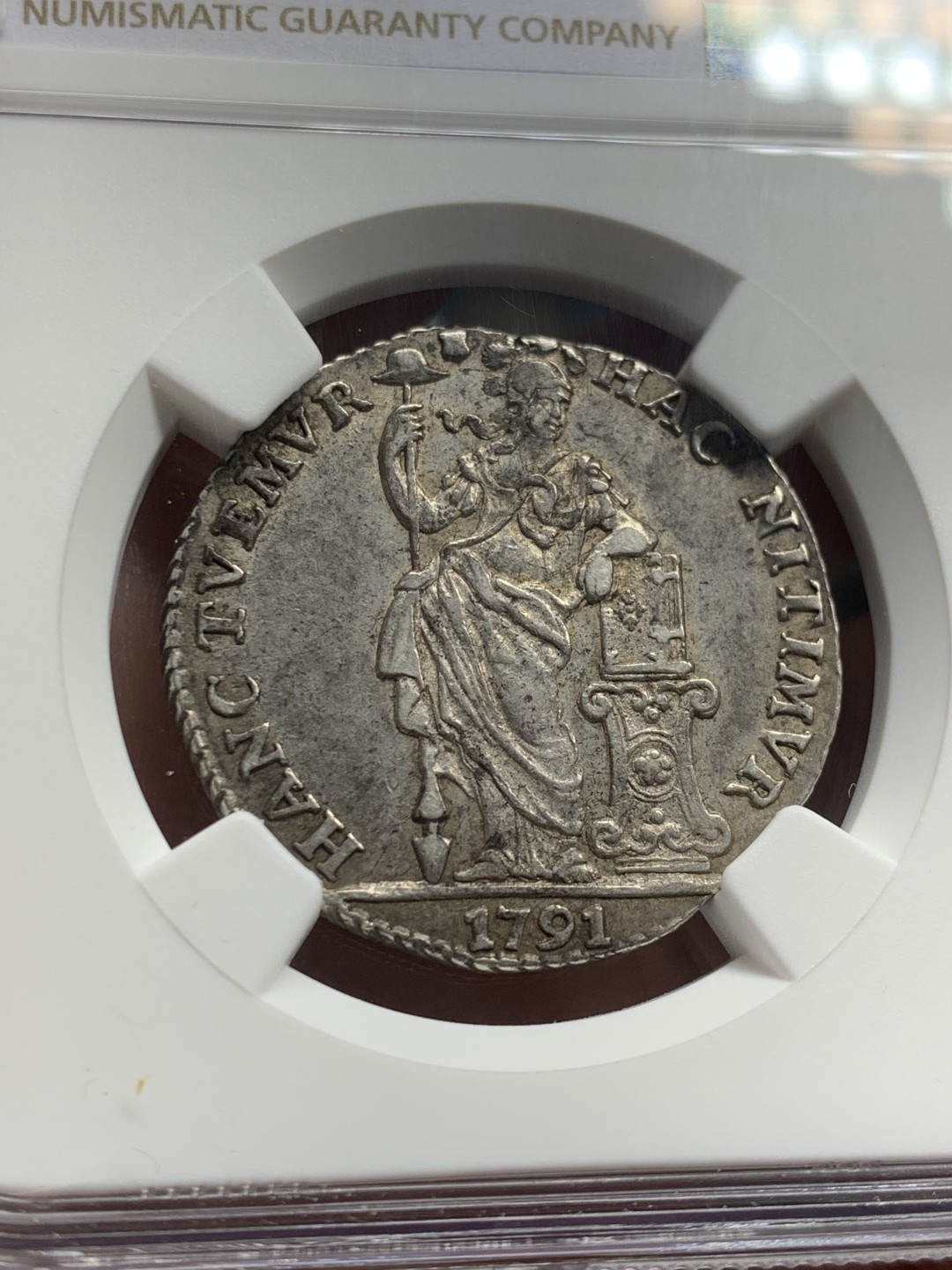 《竞宝斋》第146场-周日，周一 2场 (全场包邮) NGC-AU53 荷兰1791年 站人1盾银币 乌德勒支造 黑包浆