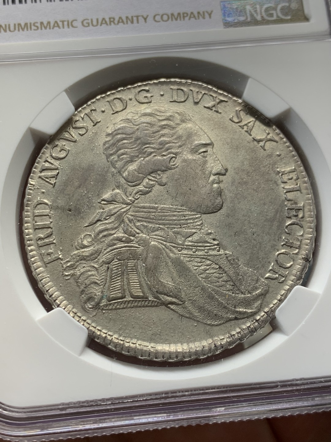 《竞宝斋》第146场-周日，周一 2场 (全场包邮) NGC-AU58 德国萨克森1801年1泰勒大银币