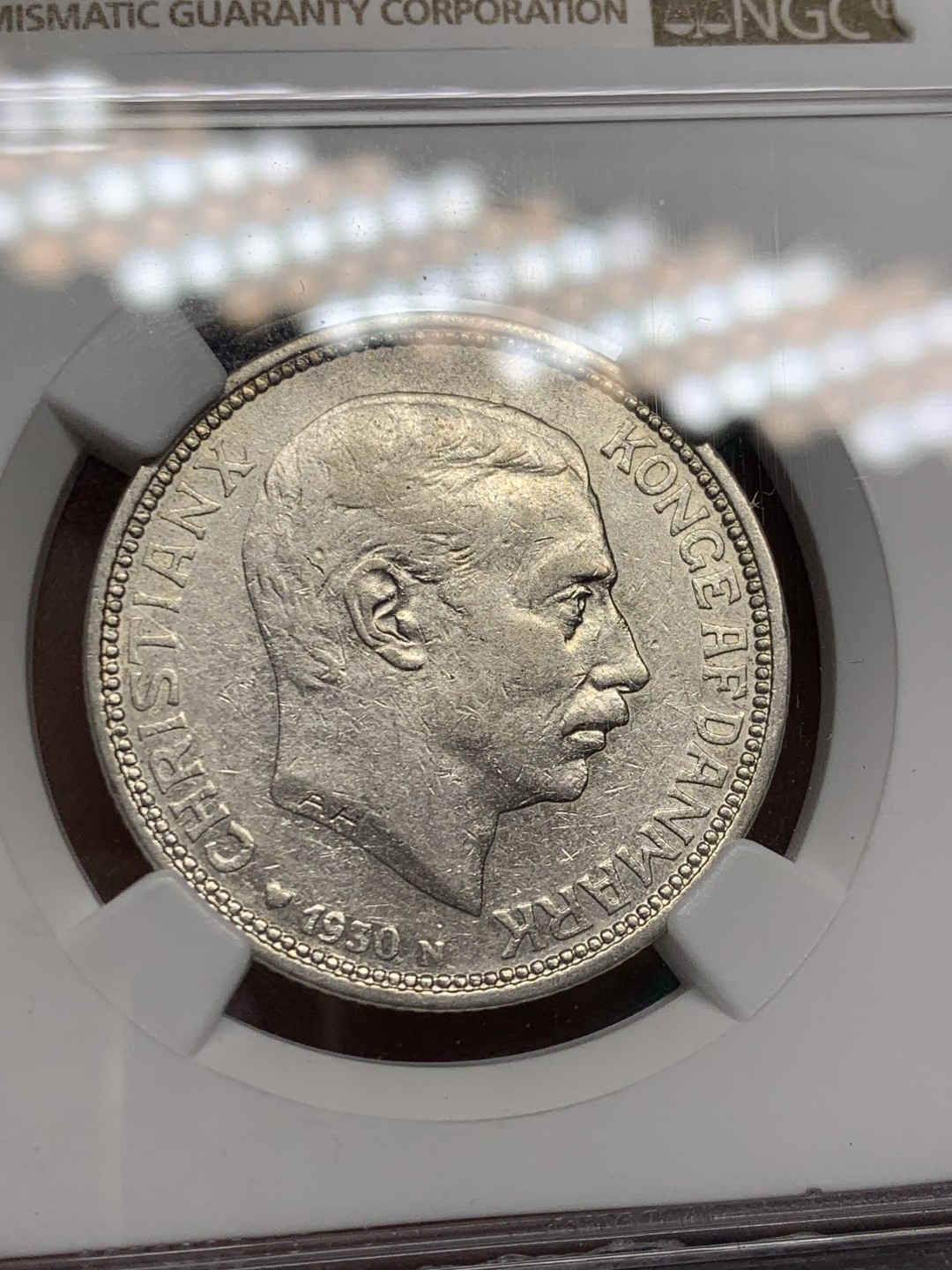 《竞宝斋》第146场-周日，周一 2场 (全场包邮) NGC VF35 1930N丹麦克里斯蒂安十世国王60寿辰2克朗银币