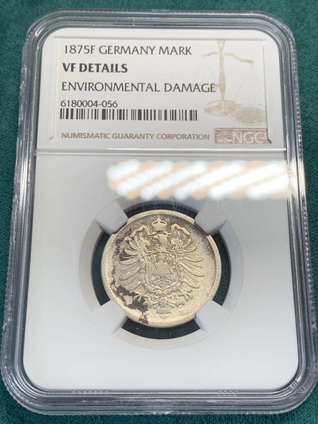 《竞宝斋》第146场-周日，周一 2场 (全场包邮) NGC VFD 德国 1875F 短翅版 1马克 银币