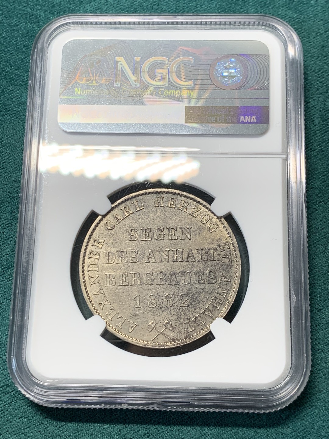 《竞宝斋》第146场-周日，周一 2场 (全场包邮) NGC-UNC 德国安哈尔特1862年小熊爬墙1泰勒银币