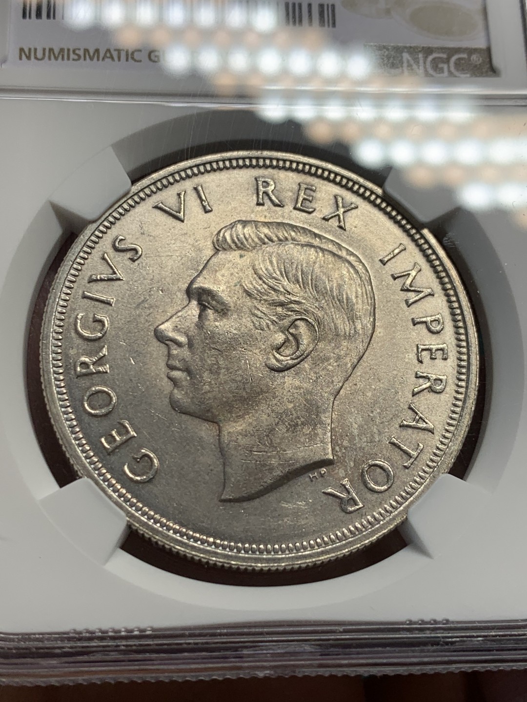 《竞宝斋》第146场-周日，周一 2场 (全场包邮) NGC-MS62 南非1947年 乔六5先令高银大银币 低评