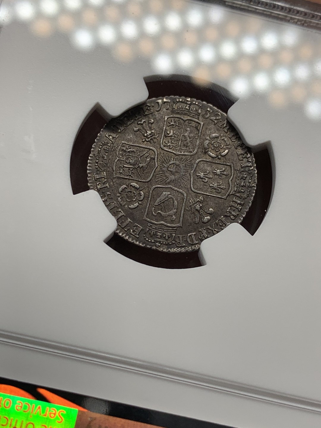 《竞宝斋》第146场-周日，周一 2场 (全场包邮) NGC MS62 英国乔治二世 1732年 6便士银币 稀见品种 玫瑰版本