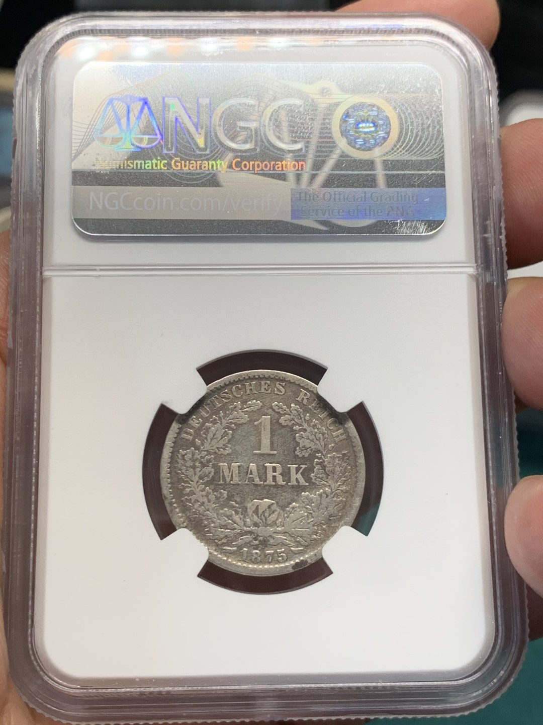 《竞宝斋》第146场-周日，周一 2场 (全场包邮) NGC VFD 德国 1875F 短翅版 1马克 银币