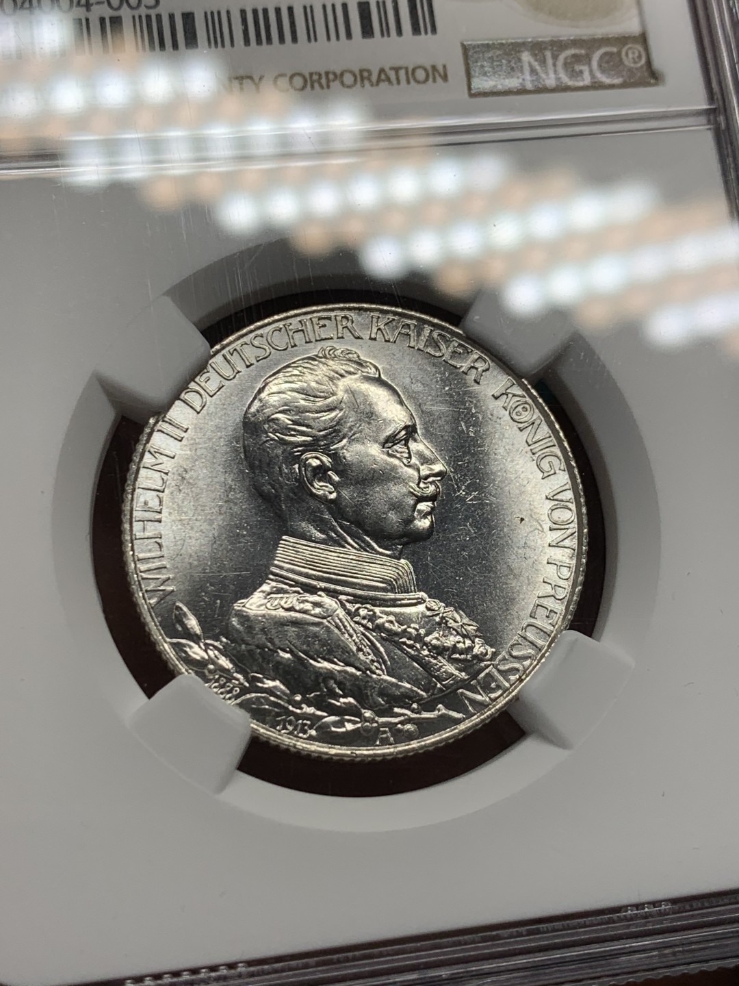 《竞宝斋》第146场-周日，周一 2场 (全场包邮) NGC-MS62 德国 1913年 2马克 银币 普鲁士 威廉二世军装版银币 光泽强烈