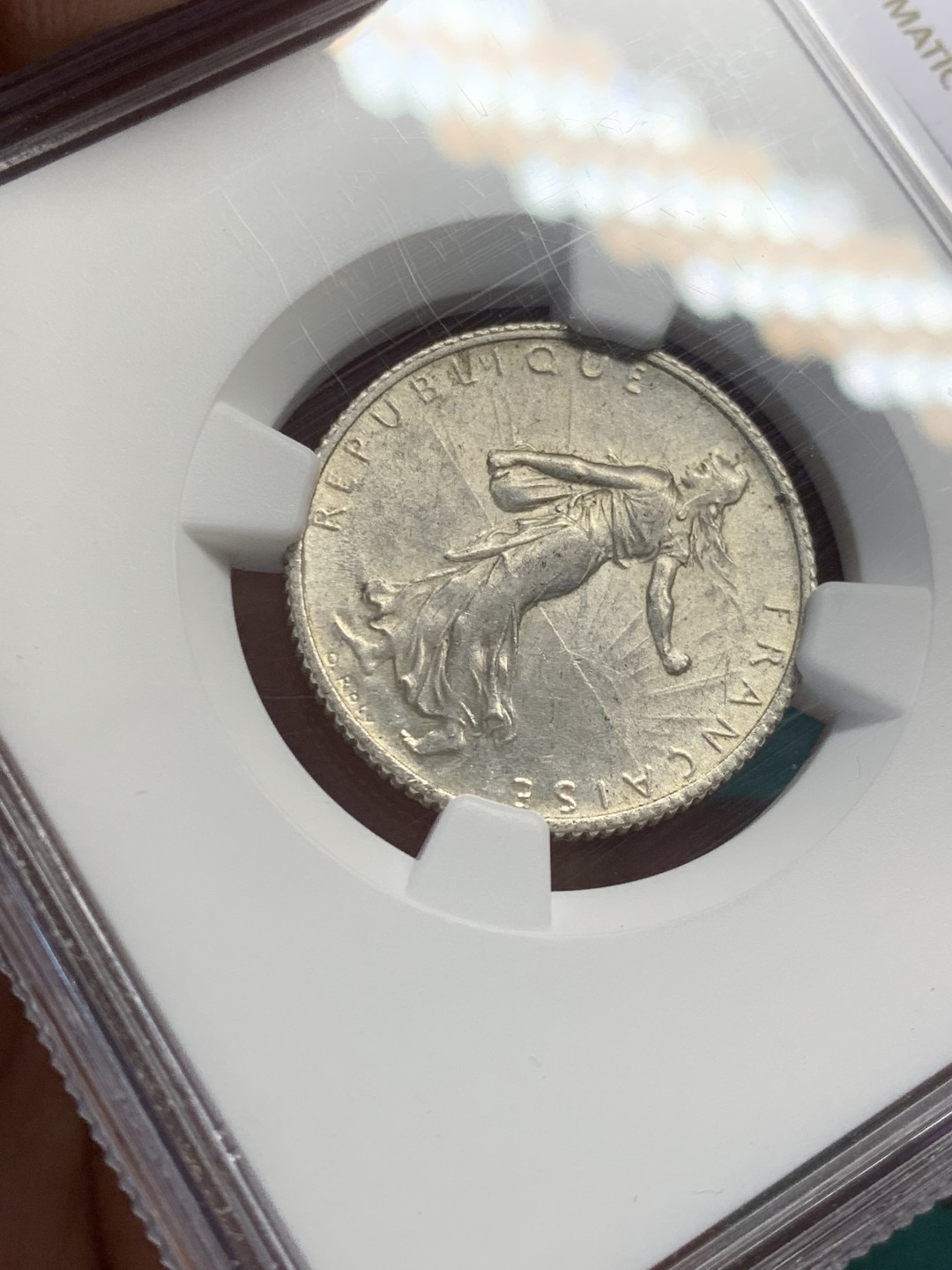 《竞宝斋》第146场-周日，周一 2场 (全场包邮) NGC-MS63 法国1919年 播种女神1法郎银币 顶级好品