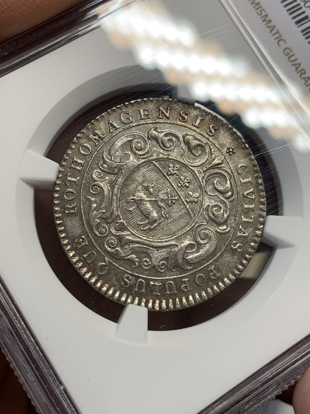 《竞宝斋》第146场-周日，周一 2场 (全场包邮) NGC-AU55 法国诺曼底 十八世纪JETON 绵羊徽章 罕见品种