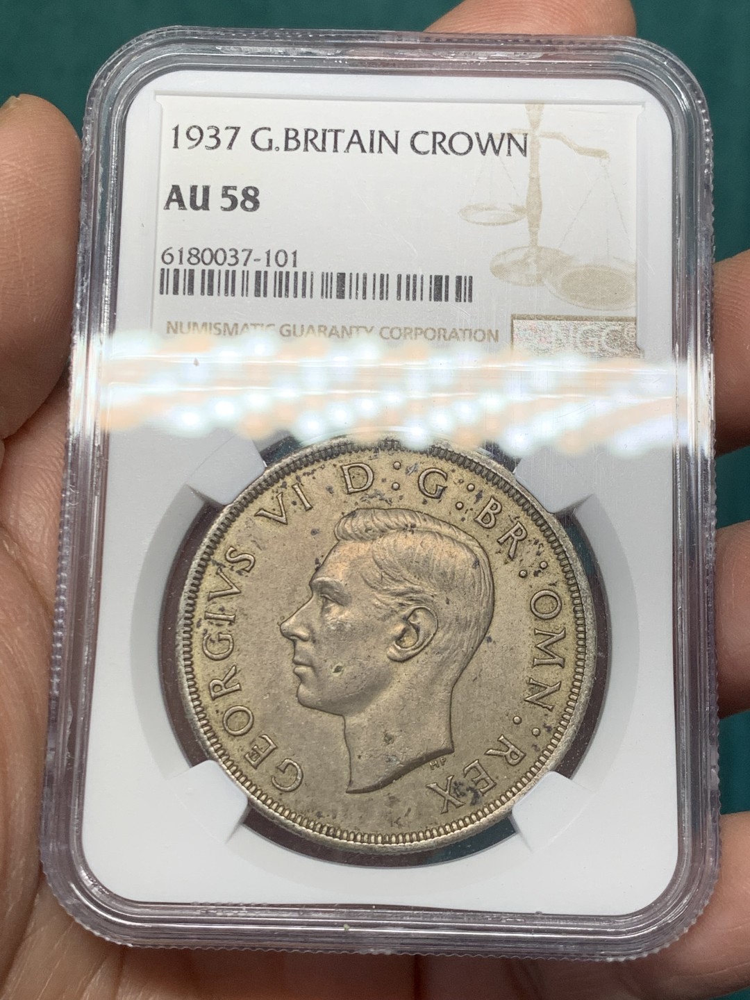 《竞宝斋》第146场-周日，周一 2场 (全场包邮) NGC AU58 1937英国  乔六 登基 1克朗大银币，黑包浆