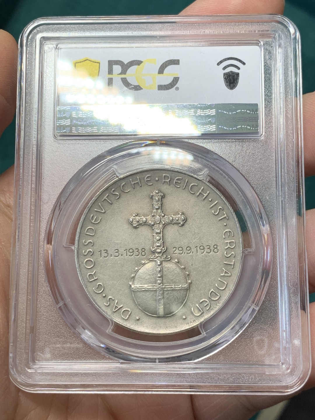 《竞宝斋》第146场-周日，周一 2场 (全场包邮) PCGS-SP63 德国1938年 元首 吞并奥地利银章